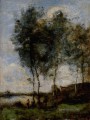 Pecheur Au Bord De La Riviere plein air Romantik Jean Baptiste Camille Corot